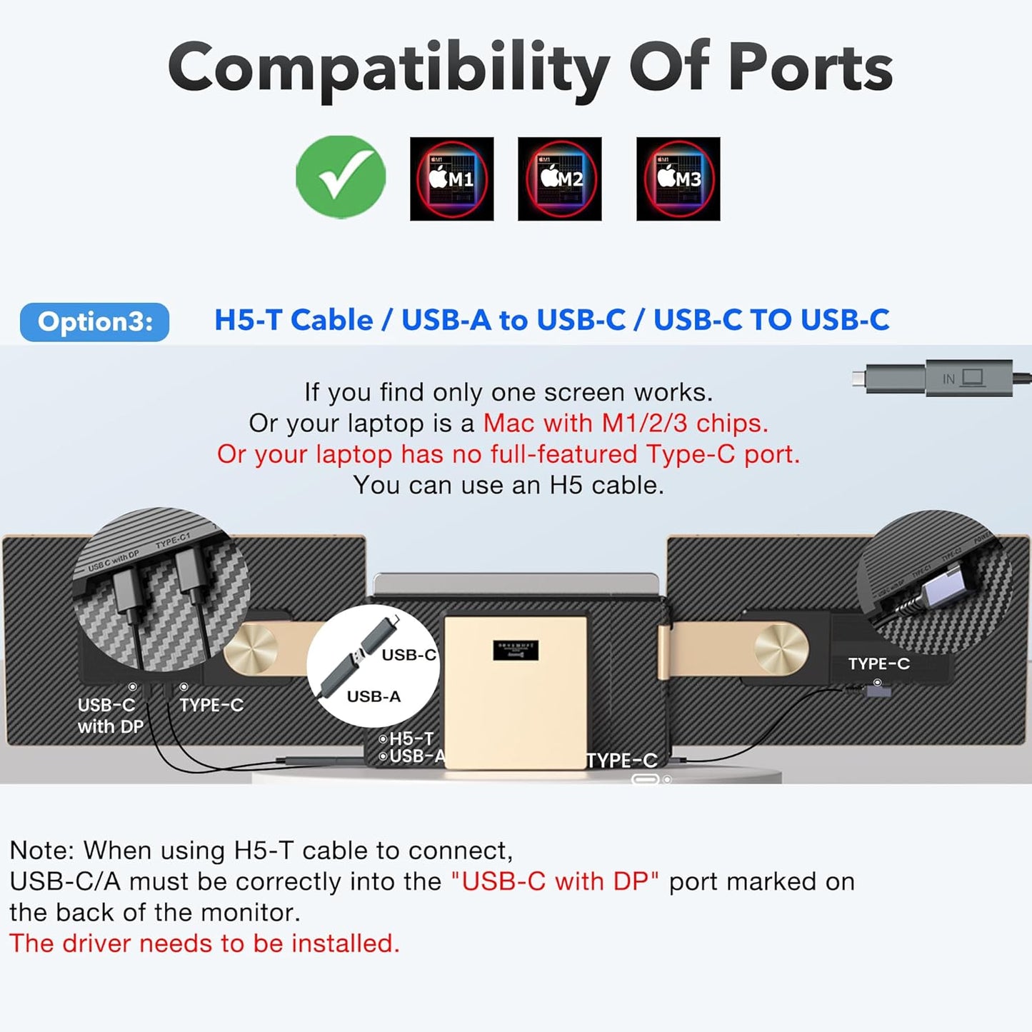 Kwumsy Écran Portable-15.6" Triple Moniteur Pour Ordinateur Portable, FHD 1080P Moniteur Portable Convient À Toutes Les Tailles Laptop Avec Parenthèses Rotatif 90°-235° & Plug and Play Pour Wins/Mac