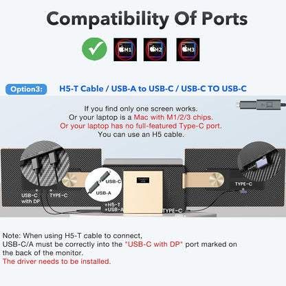 Kwumsy Écran Portable-15.6" Triple Moniteur Pour Ordinateur Portable, FHD 1080P Moniteur Portable Convient À Toutes Les Tailles Laptop Avec Parenthèses Rotatif 90°-235° & Plug and Play Pour Wins/Mac