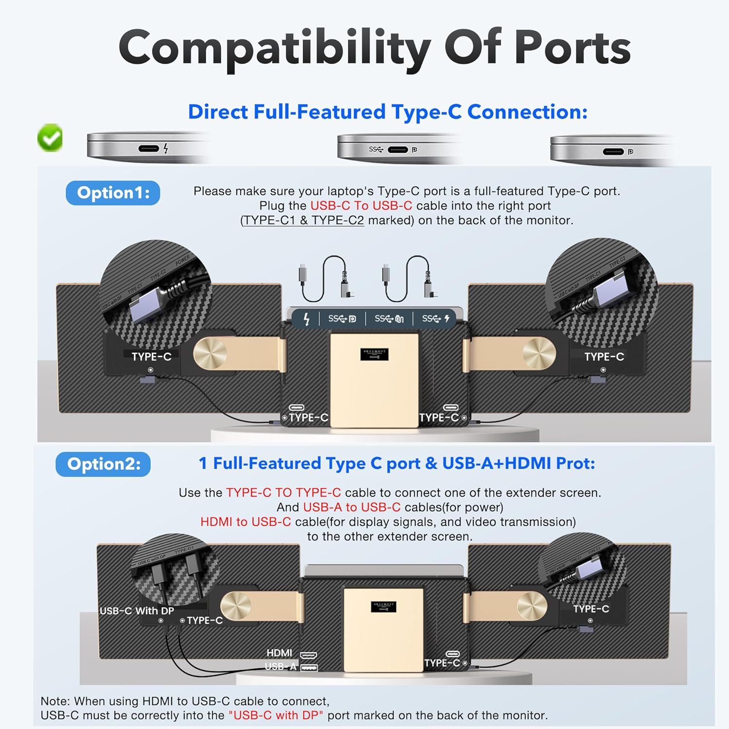 Kwumsy Écran Portable-15.6" Triple Moniteur Pour Ordinateur Portable, FHD 1080P Moniteur Portable Convient À Toutes Les Tailles Laptop Avec Parenthèses Rotatif 90°-235° & Plug and Play Pour Wins/Mac
