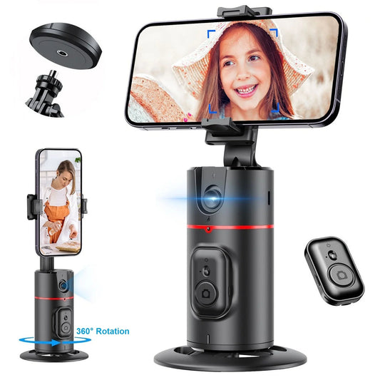 Auto Tracking Phone Holder Auto Face Tracking Tripod 360° Rotation, Smart AI Follow-Up Desktop Phone Stand for Video Vlog Selfie